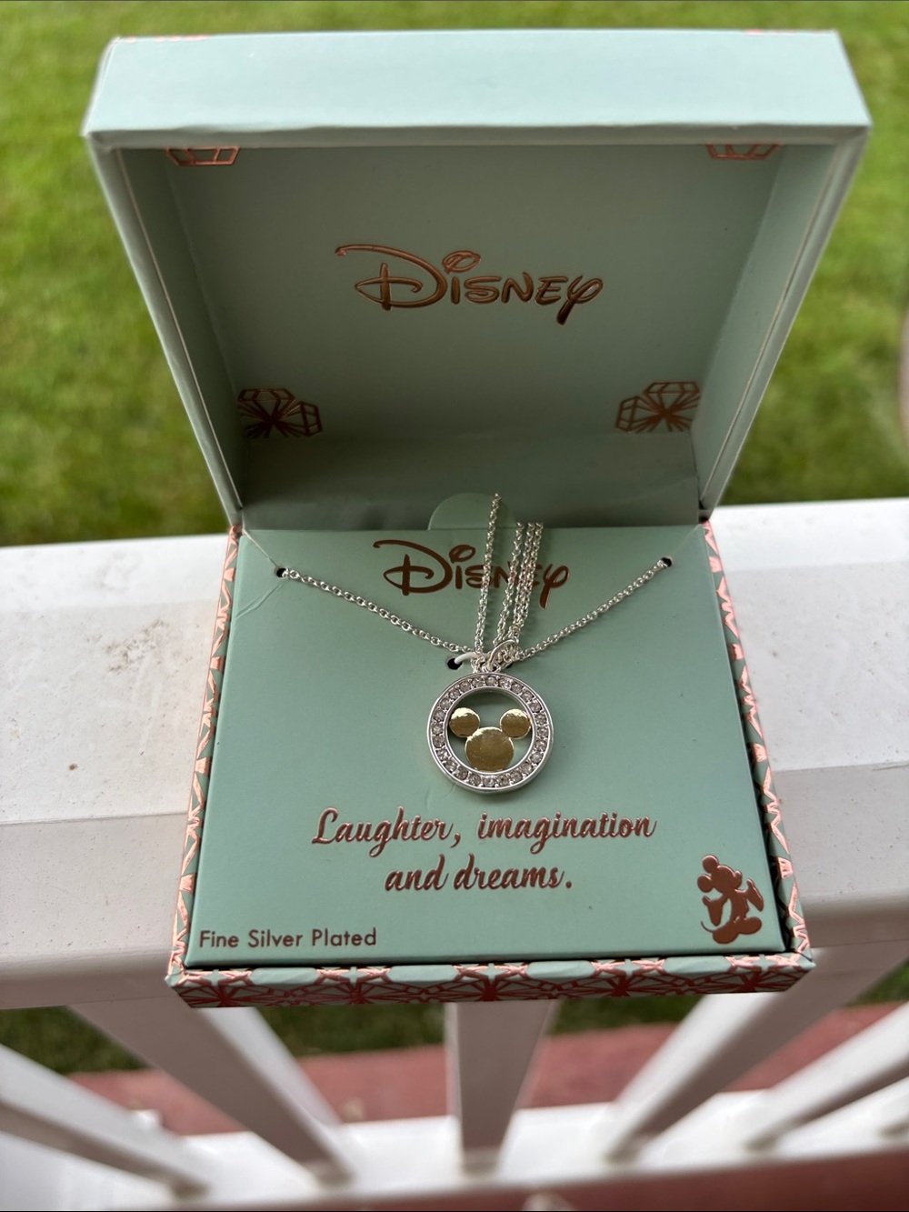 Disney Two-Tone Mickey Pendant Necklace - silver plated
